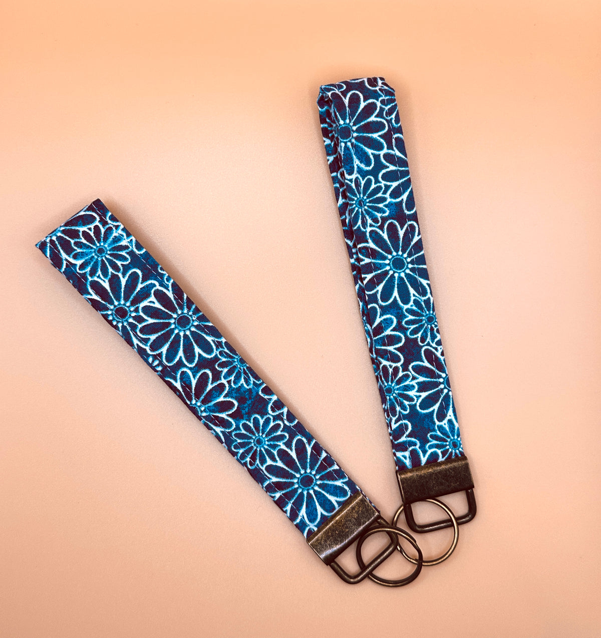 Wristlet Keychain - Denim Flower