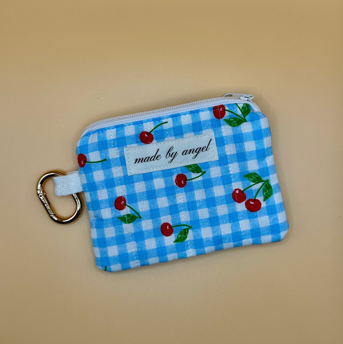 Coin / Card Pouch - Cherry Gingham