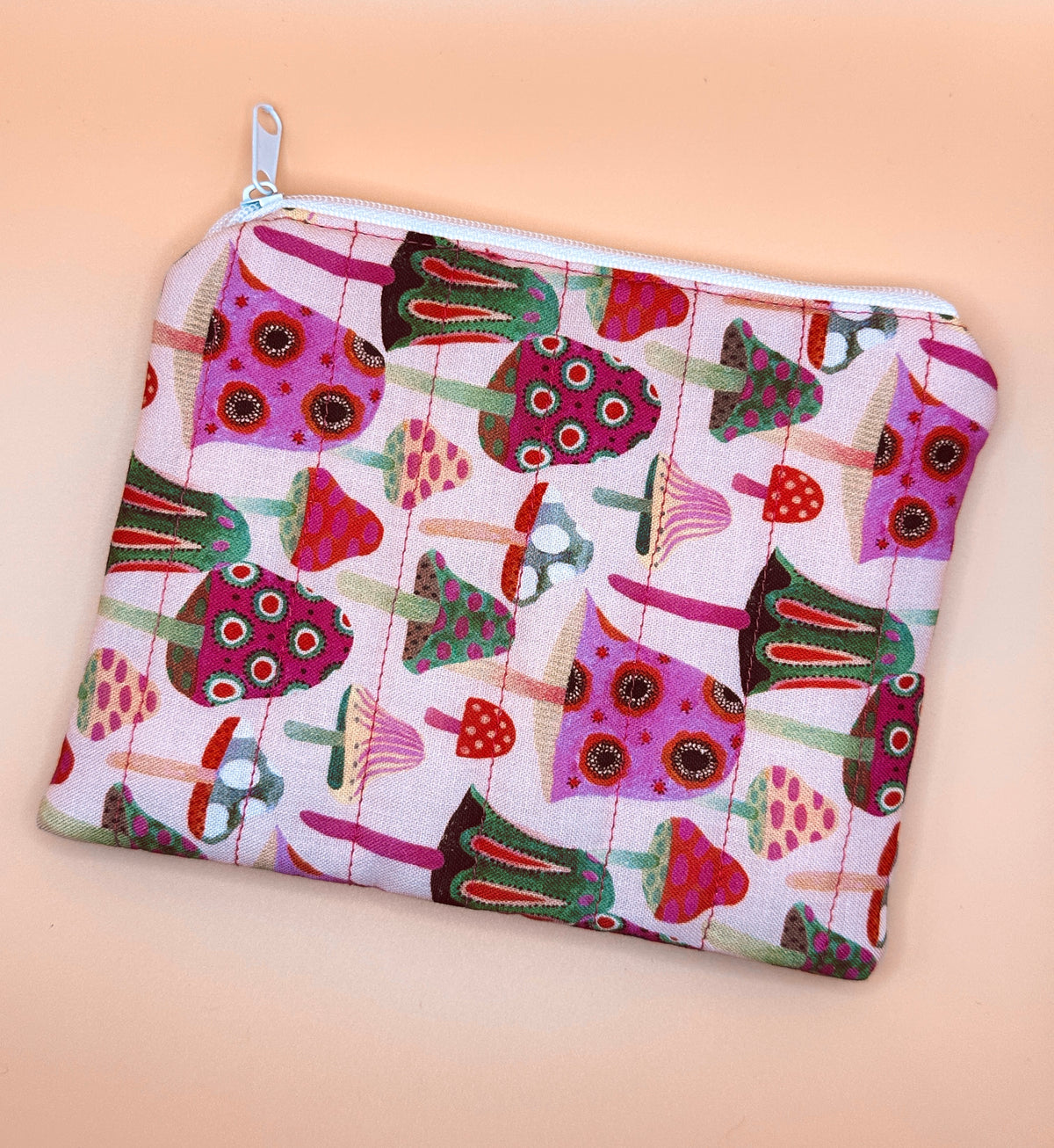 Flat Zipper Carry All Pouch - Mushroom Melody