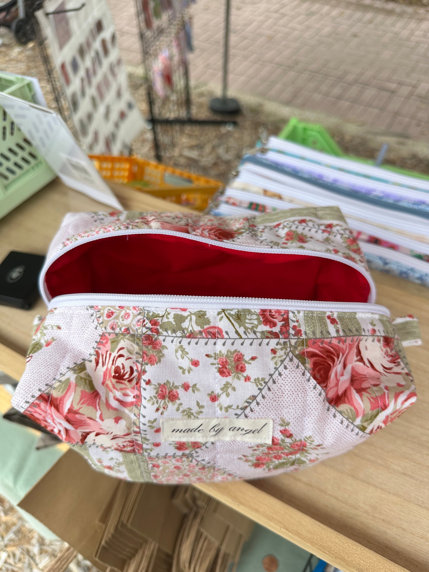 Boxy Carry All Zipper Pouch - rosette - large