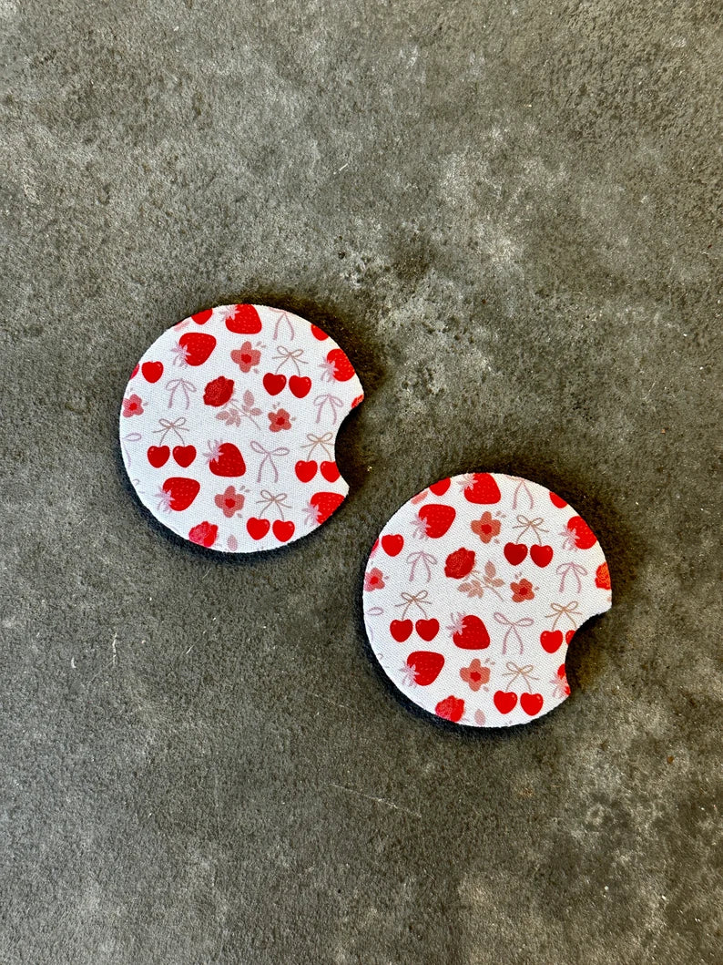 Coquette Cherries Pattern - Car Coaster