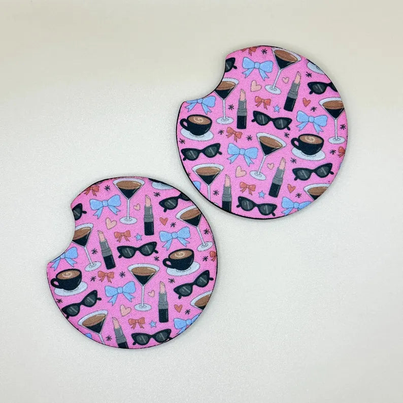 Girls night out CAR COASTERS - set of 2 - cup holder decoration | espresso martini