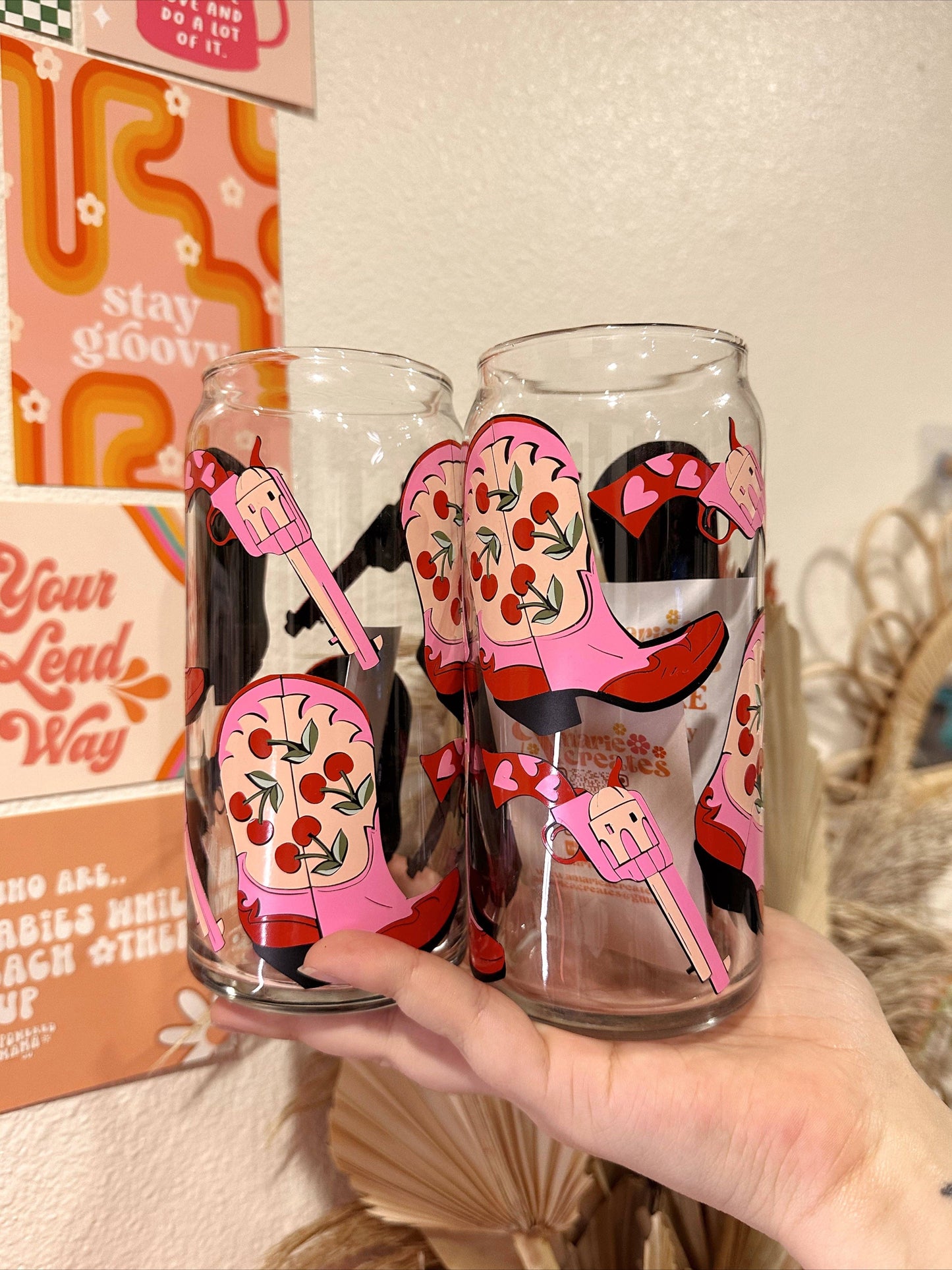Cowboy Love Glass Cup