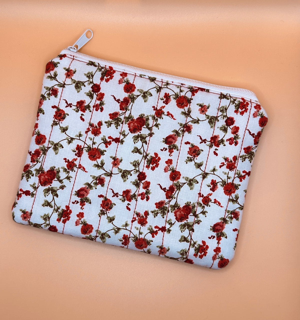 Flat Zipper Carry All Pouch - Rosette