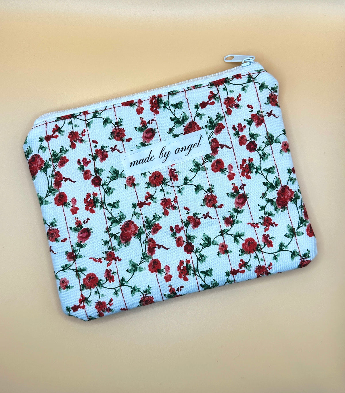 Flat Zipper Carry All Pouch - Rosette