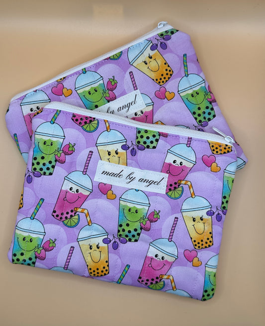 Flat Zipper Carry All Pouch - Boba