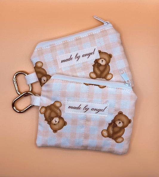 Coin / Card Pouch - Teddy Bear Gingham