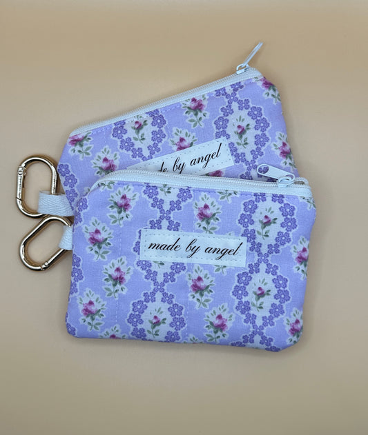 Coin / Card Pouch - Elegant Purple Rosette