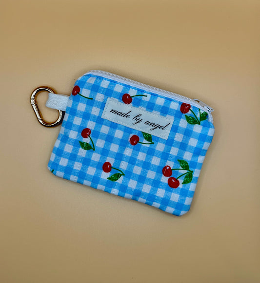 Coin / Card Pouch - Cherry Gingham