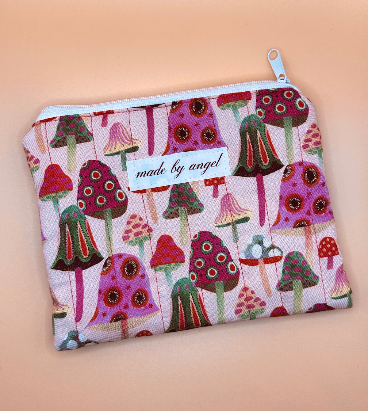 Flat Zipper Carry All Pouch - Mushroom Melody