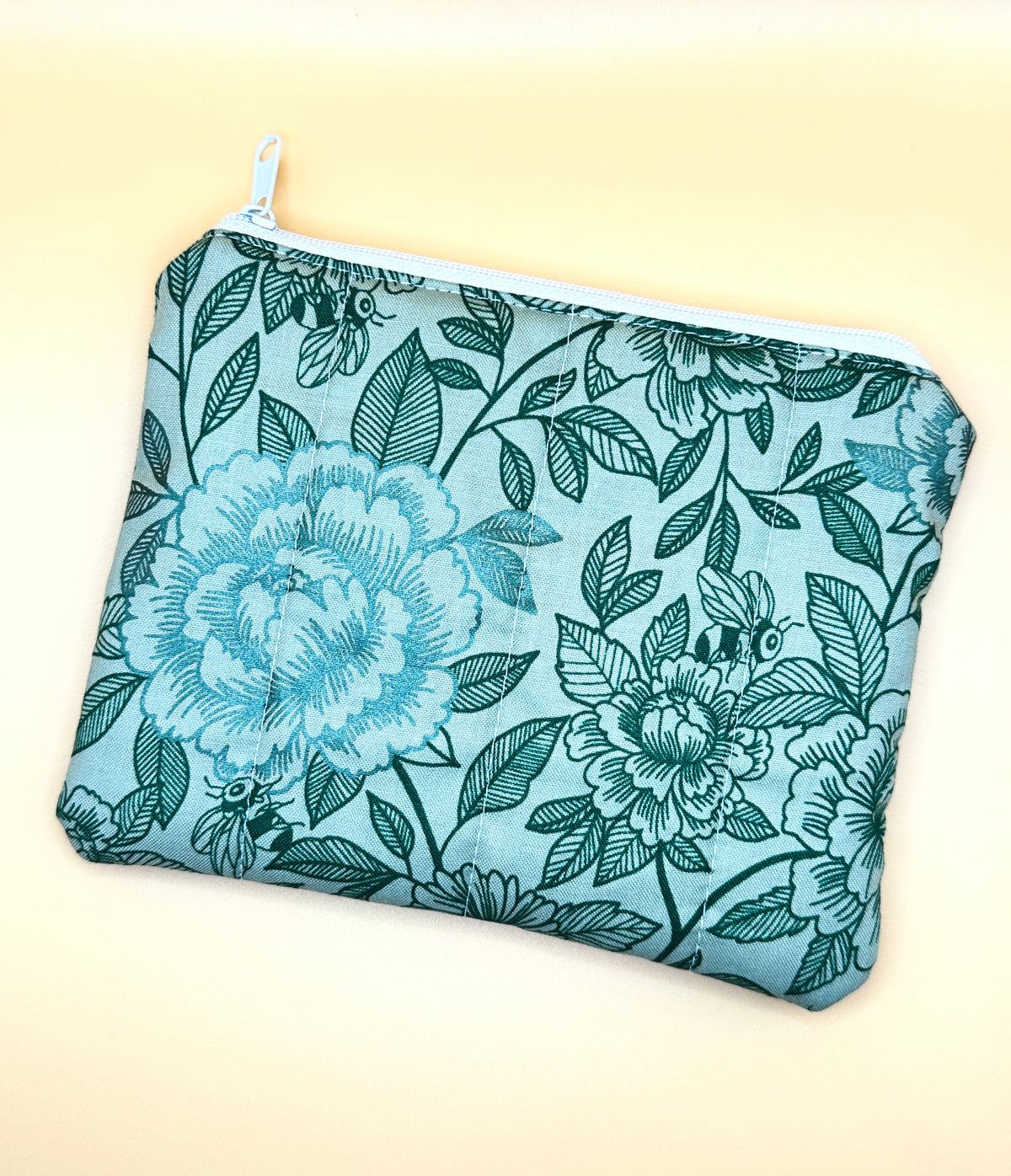 Flat Zipper Carry All Pouch - Sage Green Bee
