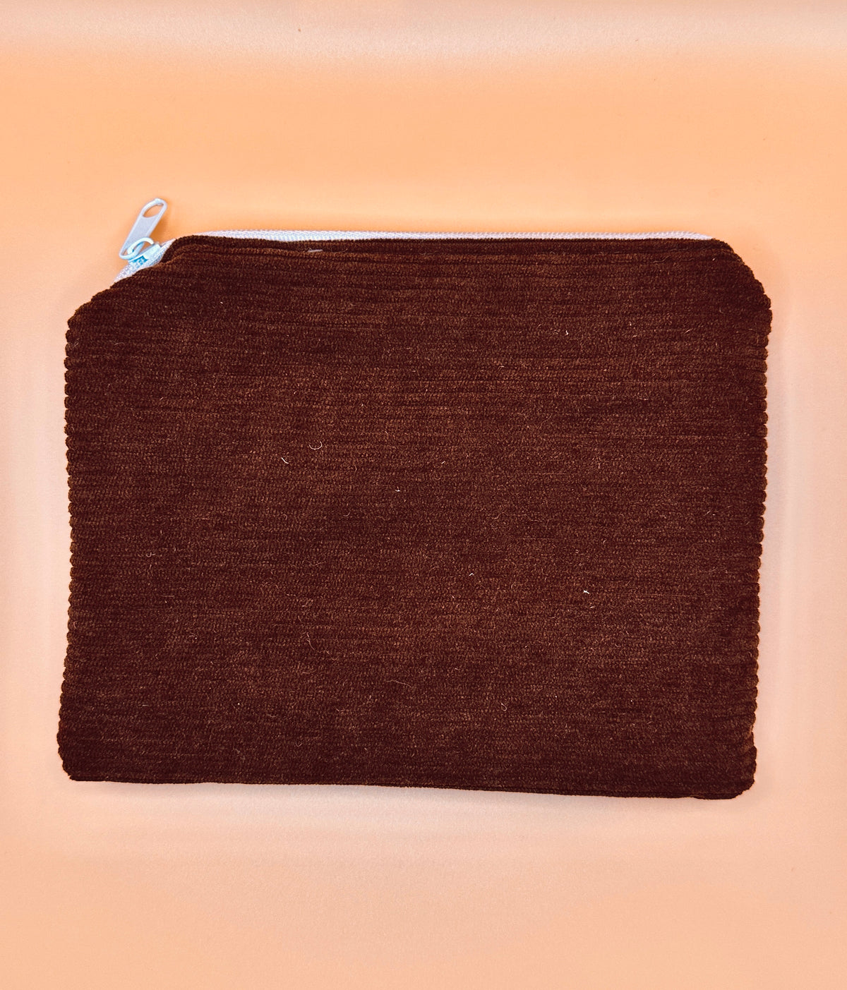 Flat Zipper Carry All Pouch - Brown Corduroy