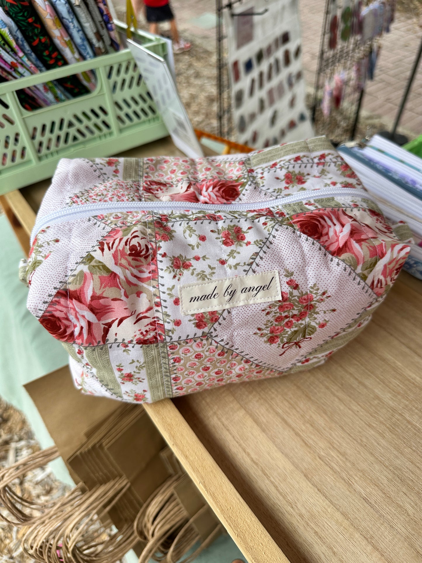 Boxy Carry All Zipper Pouch - rosette - large