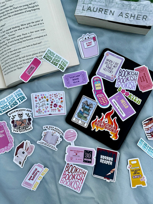 Kindle Bookish Sticker Bundle Pack - 5, 10, or 20 water resistant stickers