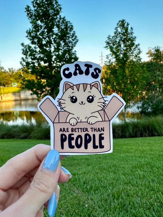 Cats are better than people sticker | water resistant sticker