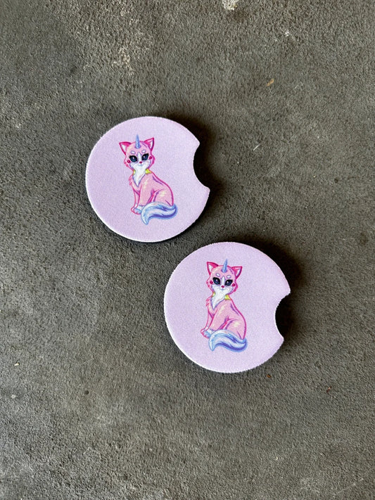 Nostalgic Unicorn Cat - Car Coaster