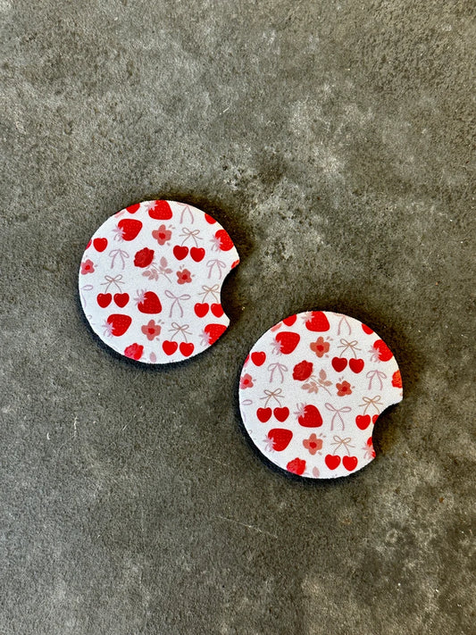 Coquette Cherries Pattern - Car Coaster