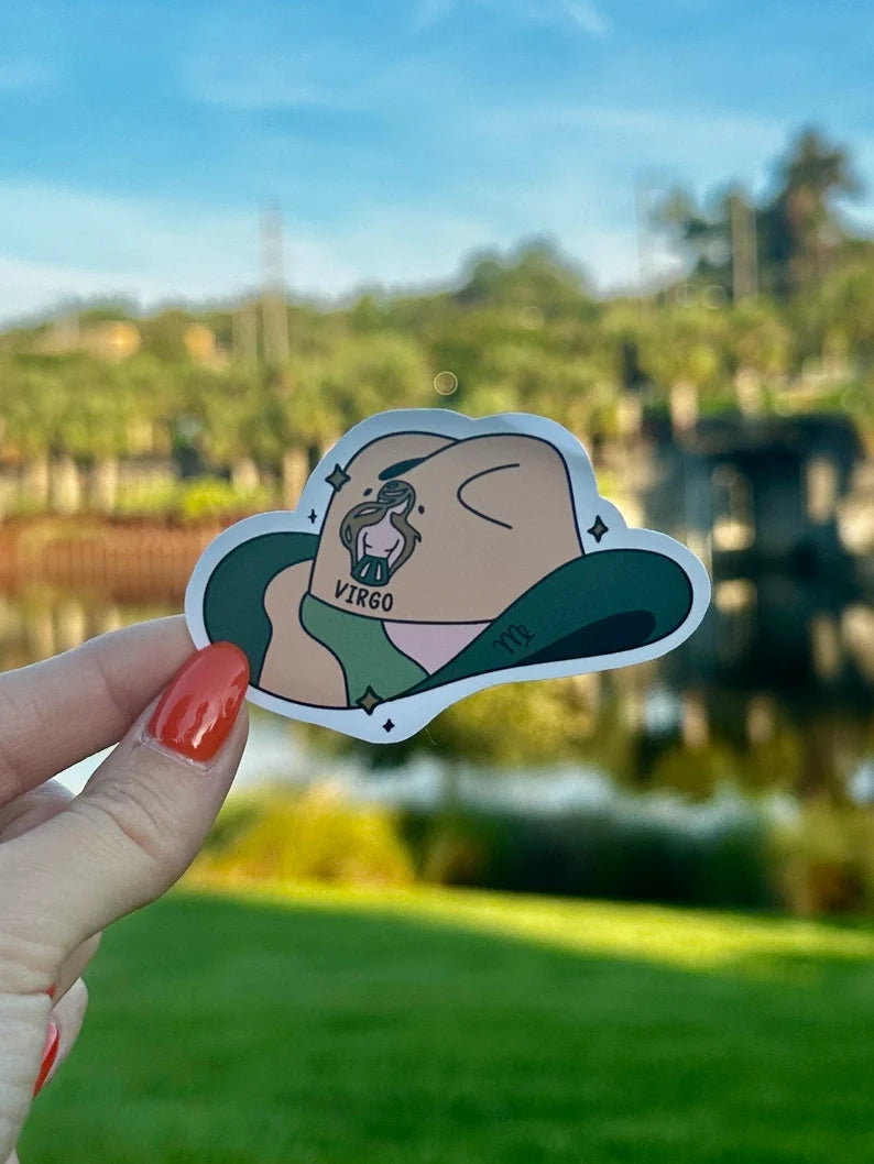 Virgo Zodiac Cowboy Hat Sticker | water resistant sticker