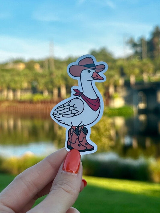 Cowboy Duck Yee Honk Sticker | water resistant sticker