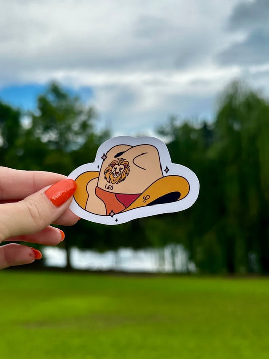 Leo Zodiac Cowboy Hat Sticker | water resistant sticker