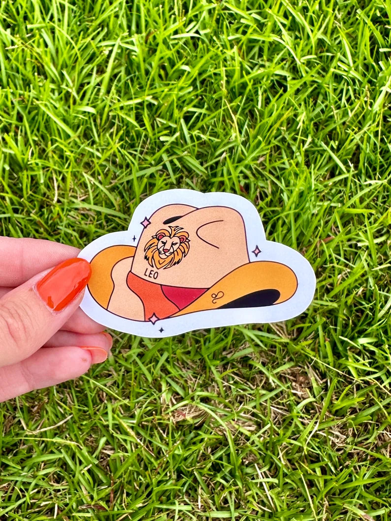 Leo Zodiac Cowboy Hat Sticker | water resistant sticker
