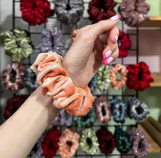 Peach Shimmer Handmade Scrunchie / Medium