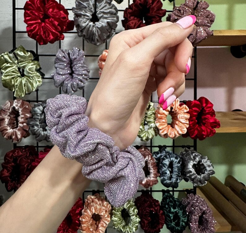 Lavender Sparkle Handmade Scrunchie / Medium