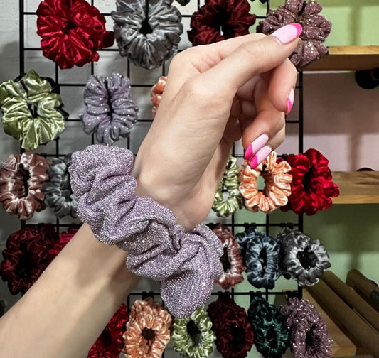 Lavender Sparkle Handmade Scrunchie / Medium