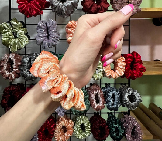 Peach Shimmer Handmade Scrunchie / Small