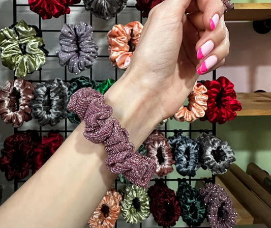 Raspberry Sparkle Handmade Scrunchie / Small