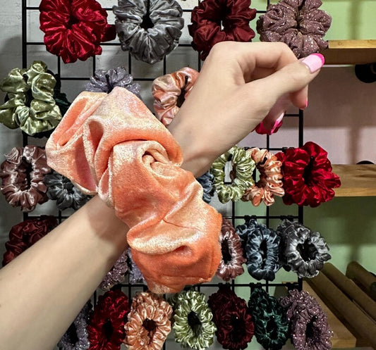 Peach Shimmer Handmade Scrunchie / Large XXL
