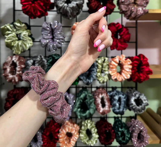 Raspberry Sparkle Handmade Scrunchie / Medium