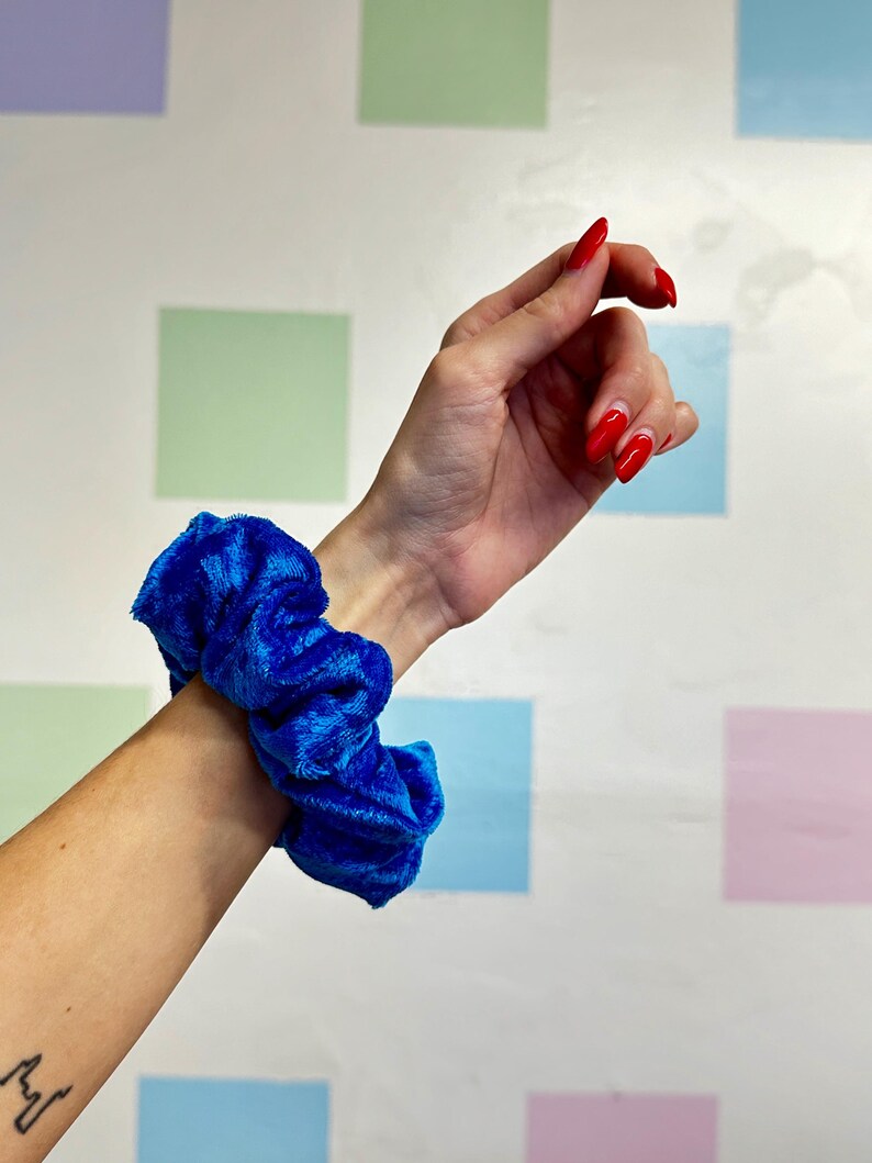 Blue Velvet Handmade Scrunchie / Medium