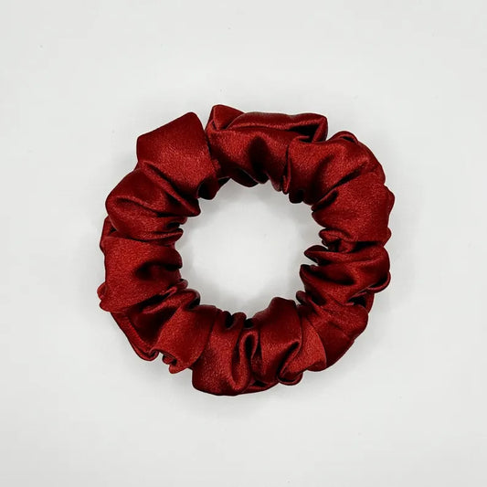 Burgundy Red Satin Handmade Scrunchie / medium