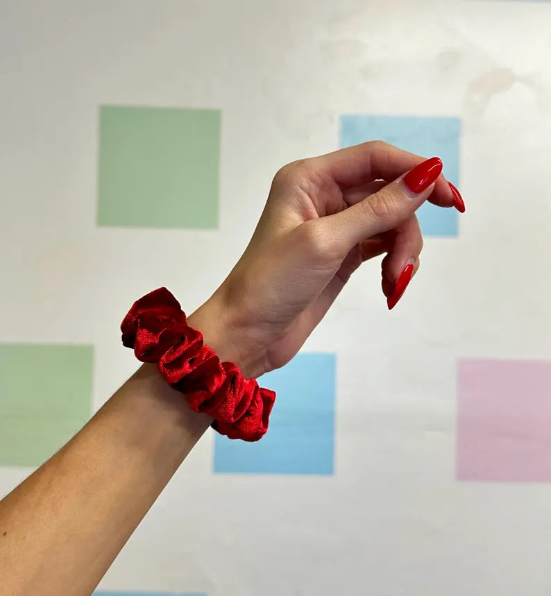 Red Velvet Handmade Scrunchie / Small