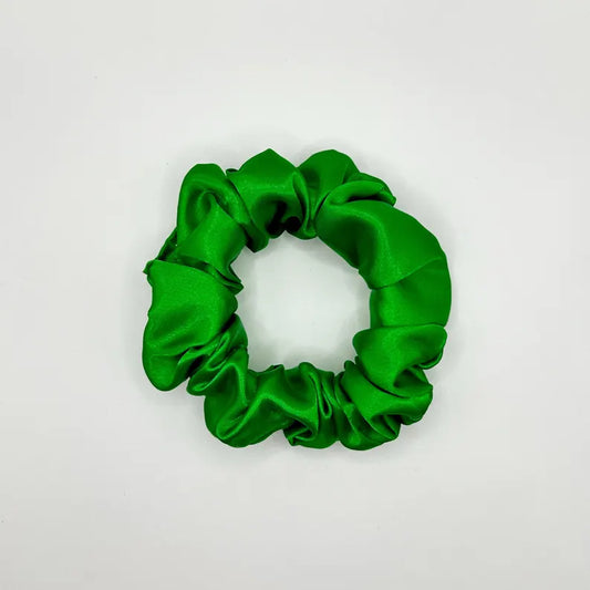 Green Satin Handmade Scrunchie / medium