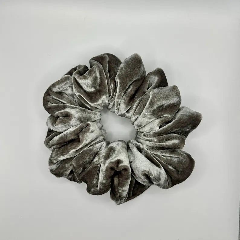 Grey Velvet Handmade Scrunchie / Large XXL