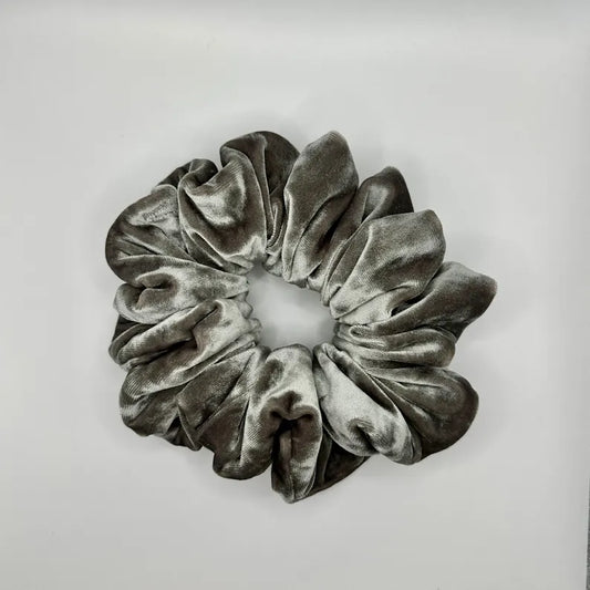 Grey Velvet Handmade Scrunchie / Large XXL