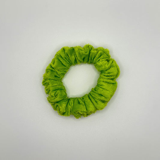 Bright Green Velvet Handmade Scrunchie / Small