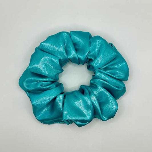 Aqua Shimmer Satin Handmade Scrunchie / Medium