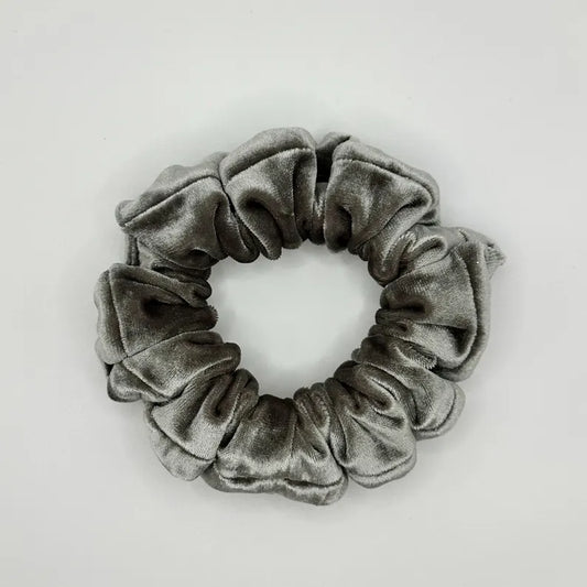Grey Velvet Handmade Scrunchie / Medium