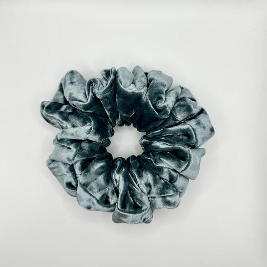 Blue Grey Velvet Handmade Scrunchie / Large XXL