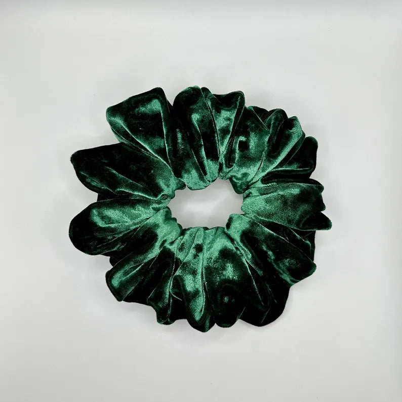Emerald Green Velvet Handmade Scrunchie / Large XXL
