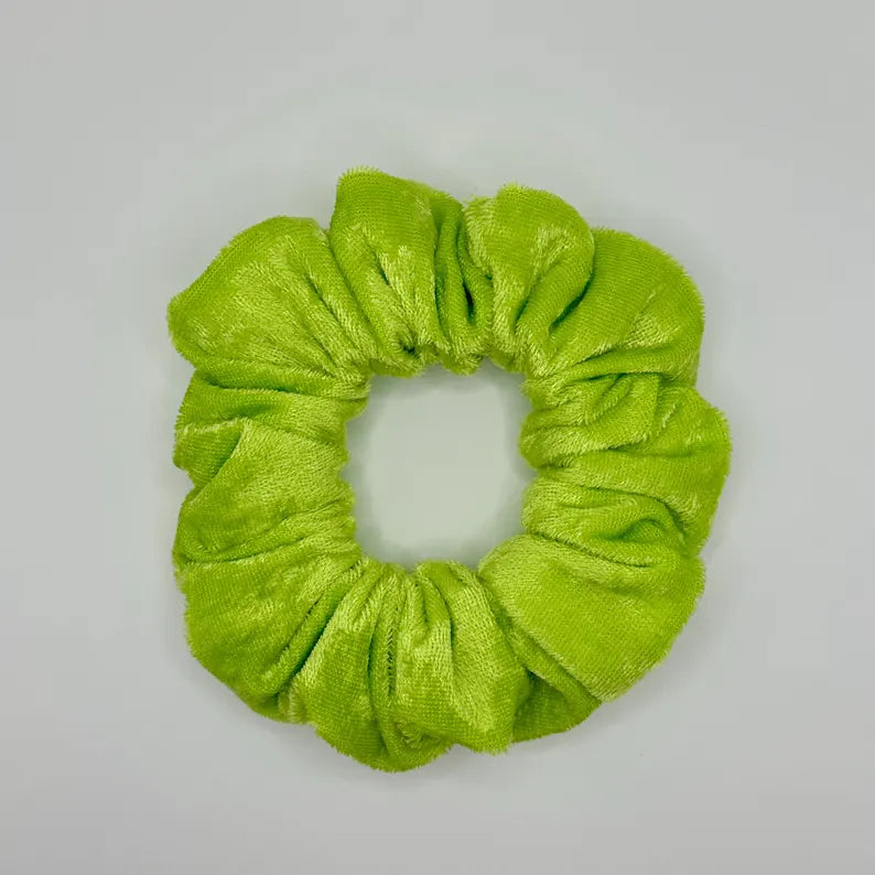 Chartreuse Green Velvet Handmade Scrunchie / Medium
