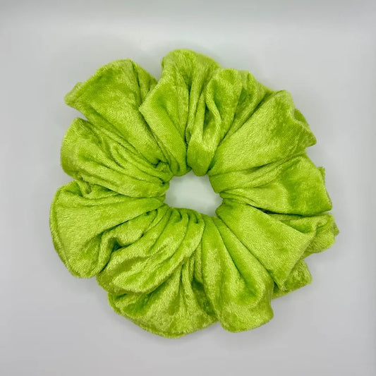 Bright Green Velvet Handmade Scrunchie / Large XXL