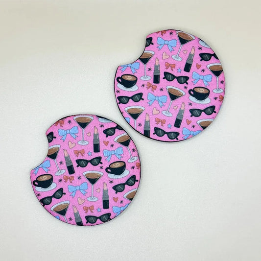 Girls night out CAR COASTERS - set of 2 - cup holder decoration | espresso martini