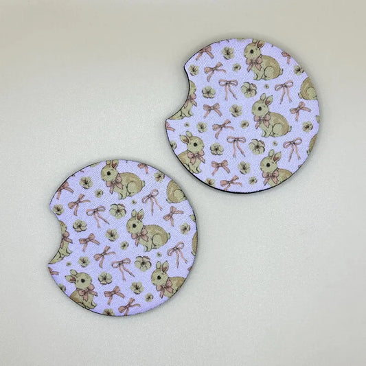 Bows and Bunnies CAR COASTERS - set of 2