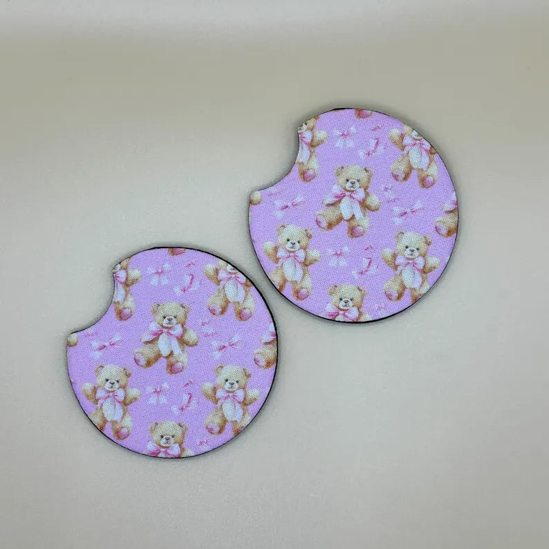 Coquette Teddy Bear CAR COASTERS - set of 2