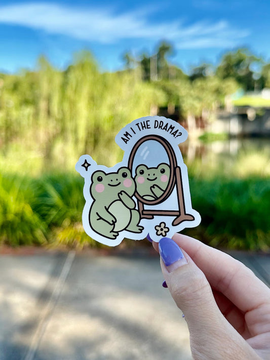 Am I the drama? Drama Queen Frog | water resistant sticker