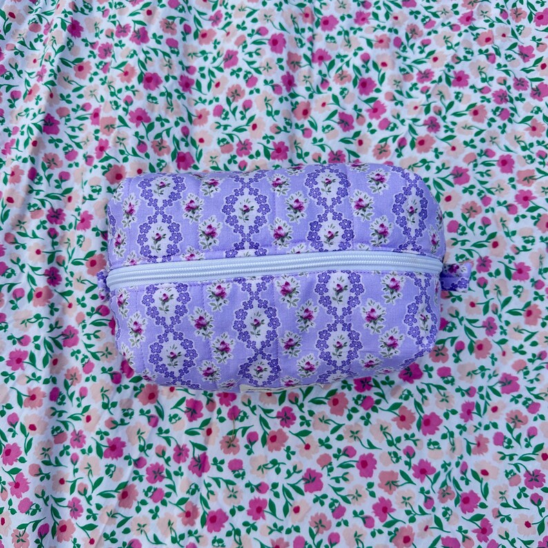 Boxy Carry All Zipper Pouch - elegant floral purple - large